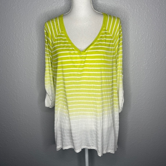 Pretty Ombre stripe top green to white - Picture 1 of 7
